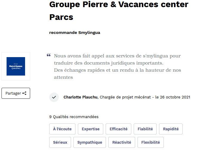 2021-12-22 14_34_03 - Pierre & Vacances Center Parcs Groupe recommends Smylingua